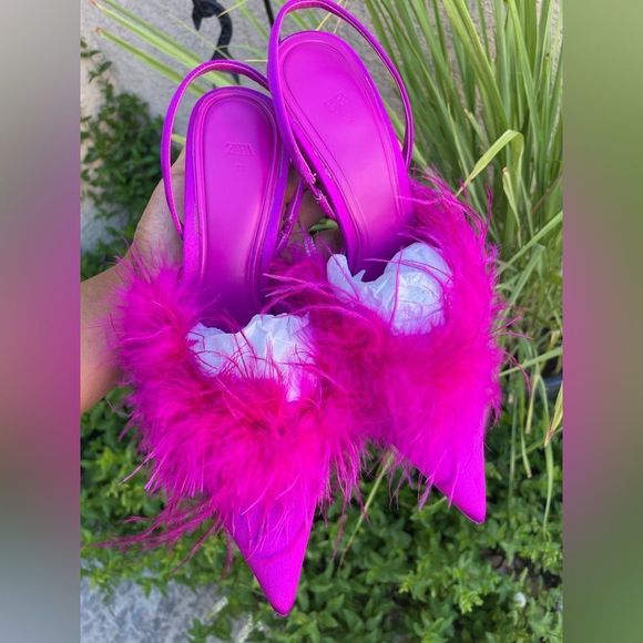 ❤️🔥Zara feathered fabric heeled shoes 038/42 - Picture 7 of 16